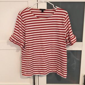Striped ruffle sleeve top